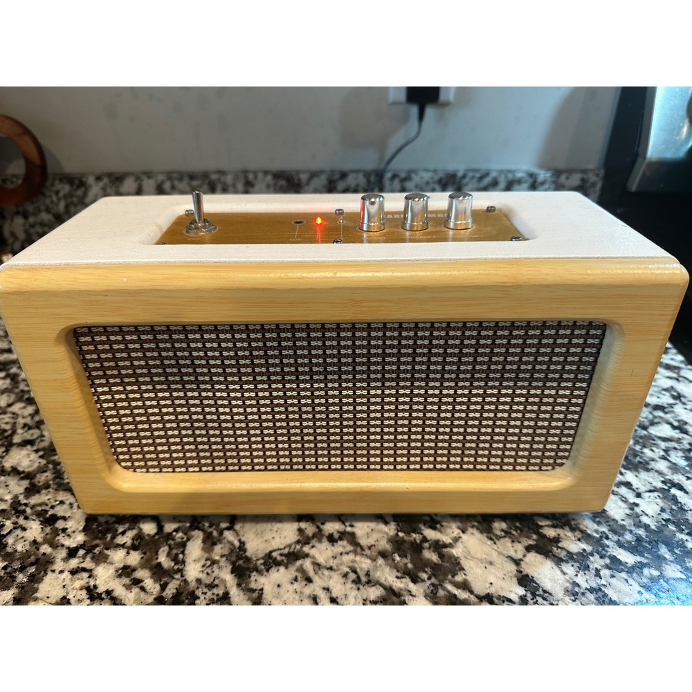 Sharper Image Vtg inspire Bluetooth Speaker Wood White Retro Mid Century Modern - Picture 2 of 8